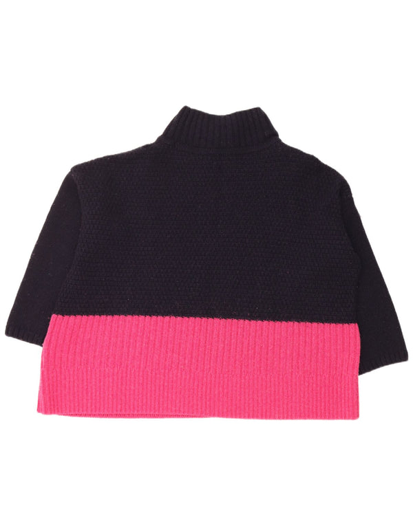 BARBOUR Dame Turtle Neck Jumper Sweater UK 18 XL Navy Blue Colourblock