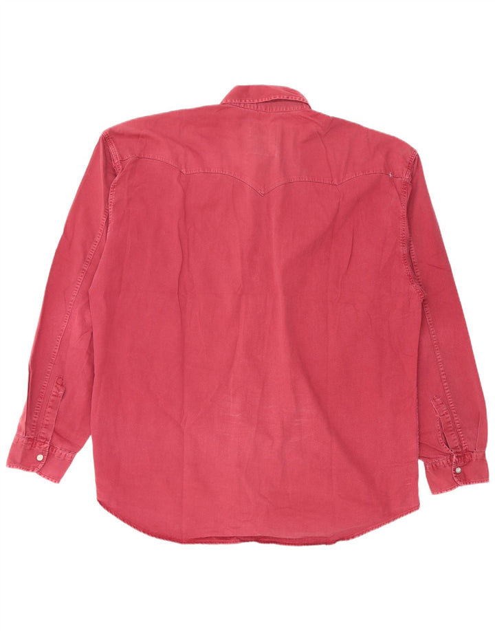 Vintage herre vestlig skjorte XL Bourgogne bomuld