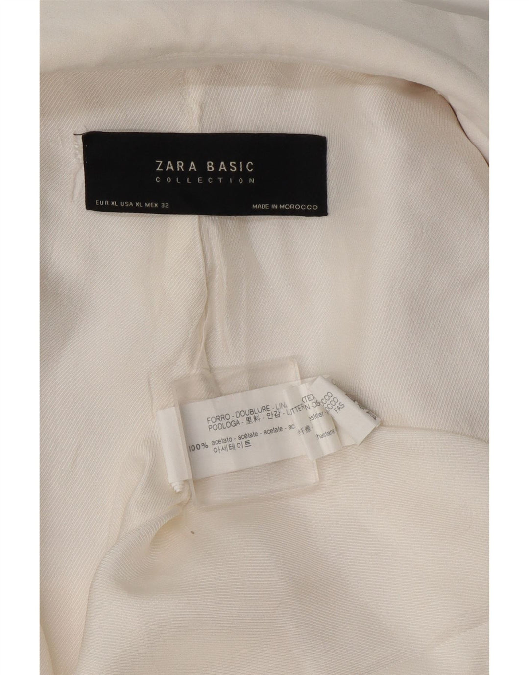 Zara Dame 3/4 ærmet åben blazerjakke UK 18 XL Hvid Acetat