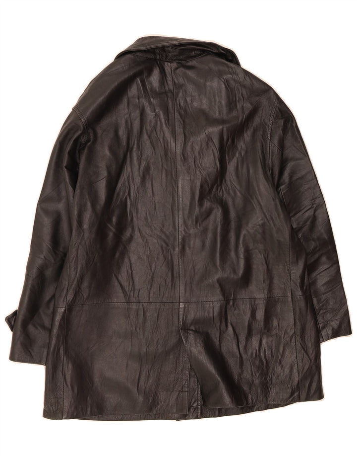 EFFEGI Womens Leather Coat IT 46 Large Black Leather Vintage Effegi and Second-Hand Effegi from Messina Hembry 