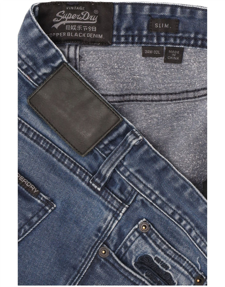 Superdry Slim Jeans til mænd W34 L32 Marineblå bomuld