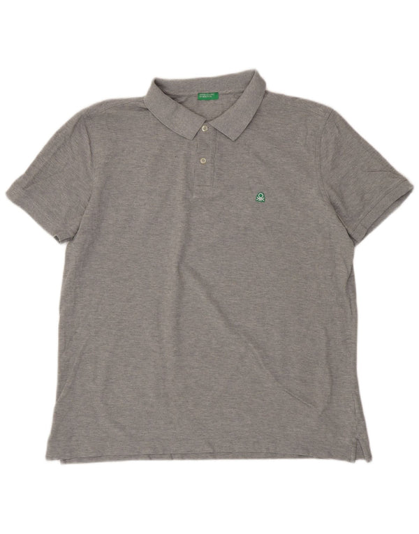 BENETTON Herre poloshirt 2XL Grå Bomuld
