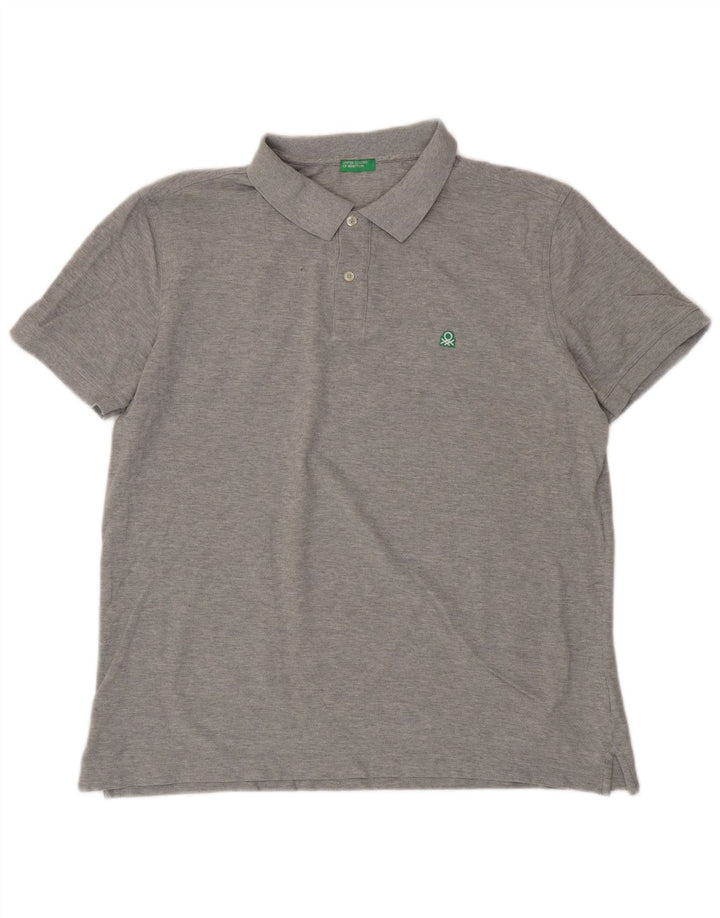 BENETTON Herre poloshirt 2XL Grå Bomuld
