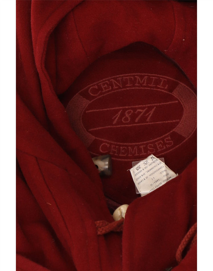 Vintage Dame Hooded Duffel Coat IT 52 2XL Rød Uld