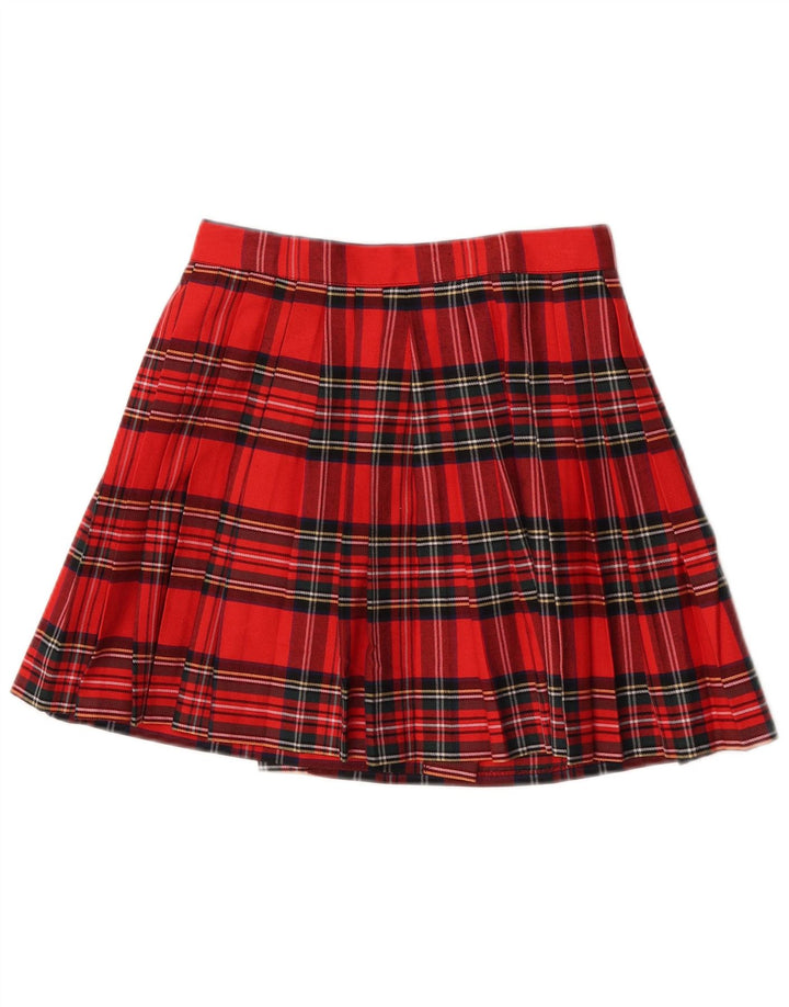 Vintage Kvinders Højtaljede Mini Wrap Nederdel IT 44 Medium W26 Rød Plaid