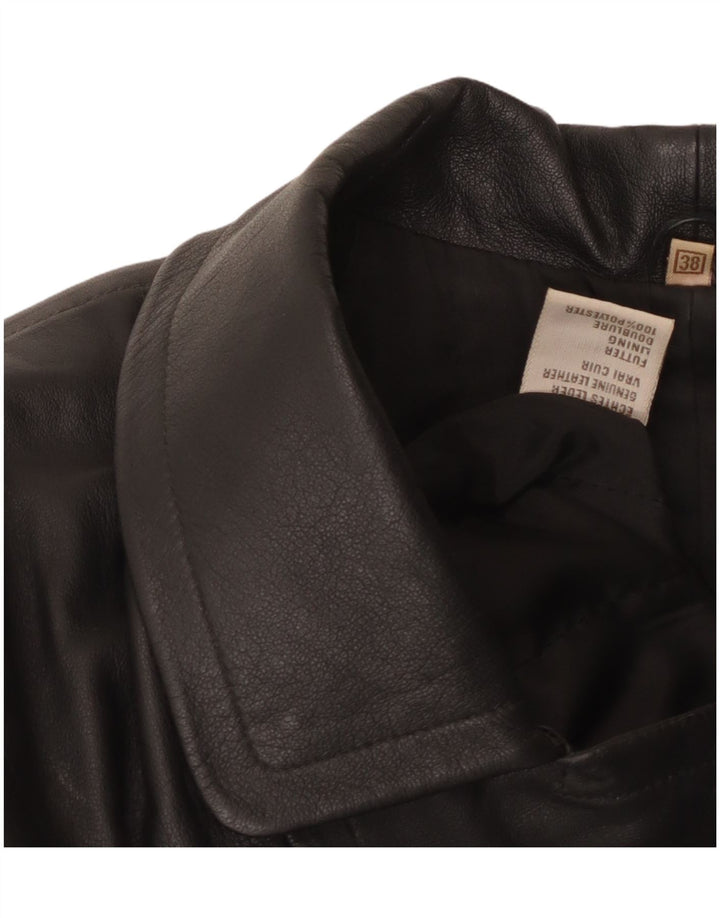 VINTAGE Oversized læderfrakke til kvinder EU 38 medium sort læder