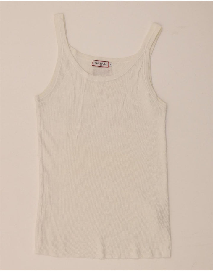 Max & Co. Dame Crop Cami Top UK 12 Medium White Bomuld