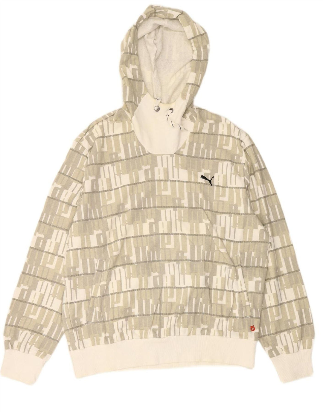 PUMA Mens Abstract Pattern Graphic Hoodie Jumper XL Green Cotton