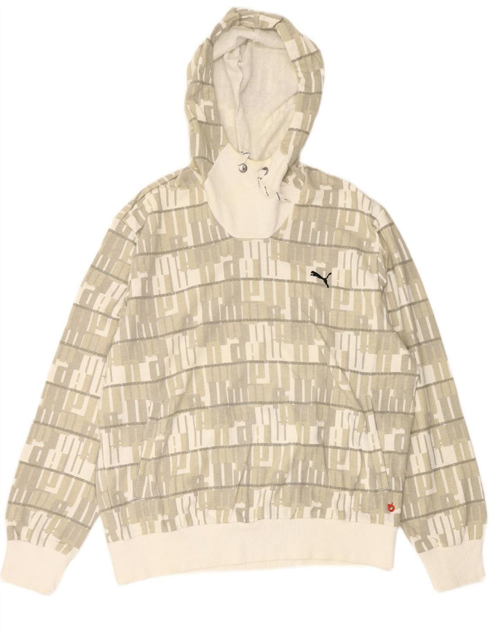 PUMA Mens Abstract Pattern Graphic Hoodie Jumper XL Green Cotton