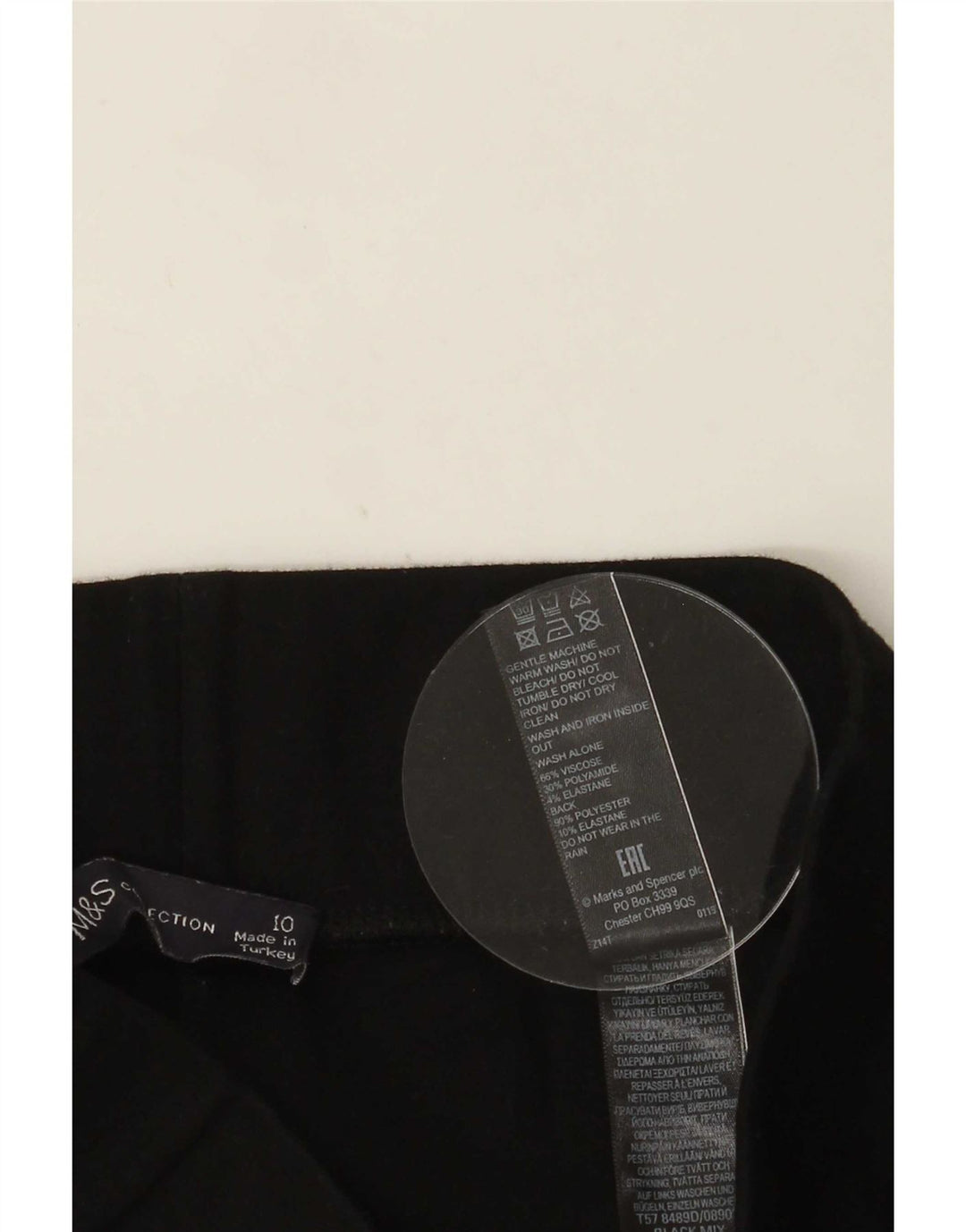 Marks & Spencer Womens Leggings UK 10 Small Black Colourblock Viscose