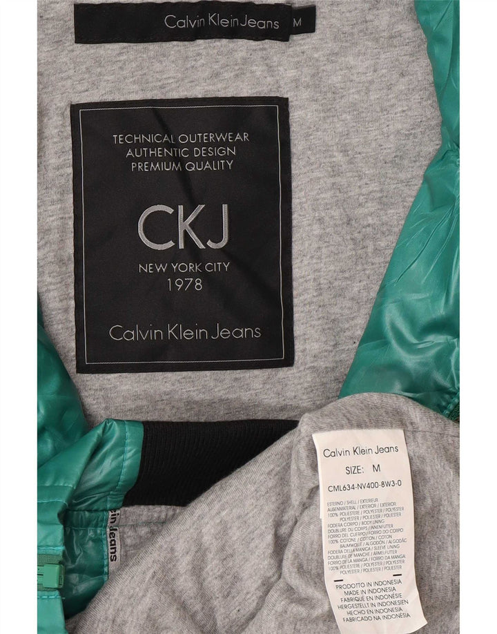 Calvin Klein Jeans Dame Grafisk Hooded Bomber Jacket UK 14 Medium Green