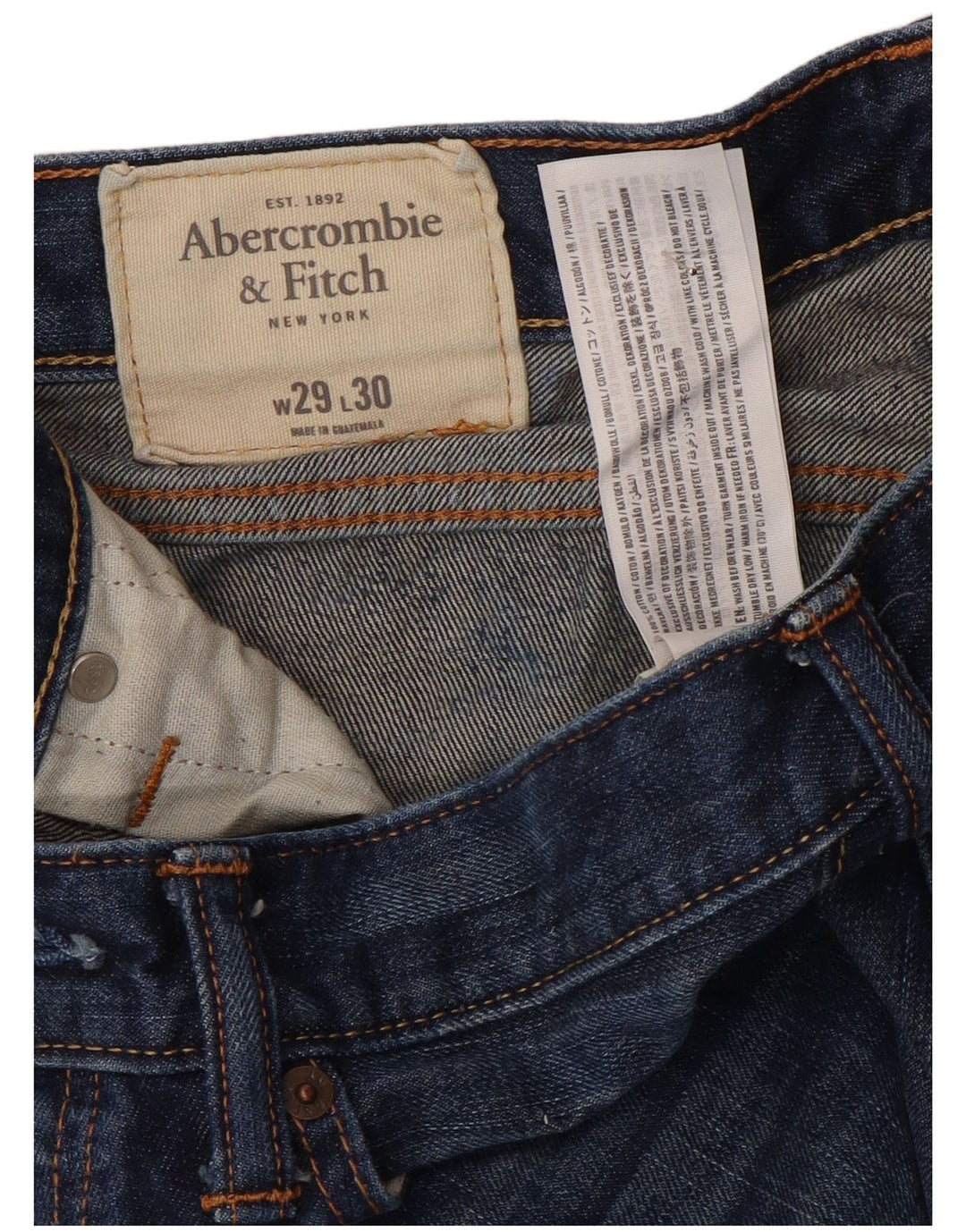 ABERCROMBIE & FITCH Straight jeans til mænd W29 L30 Blå bomuld