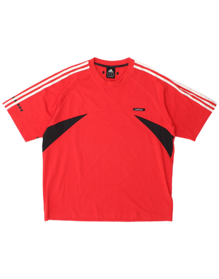 Adidas Herre T-Shirt Top XL Rød Colourblock