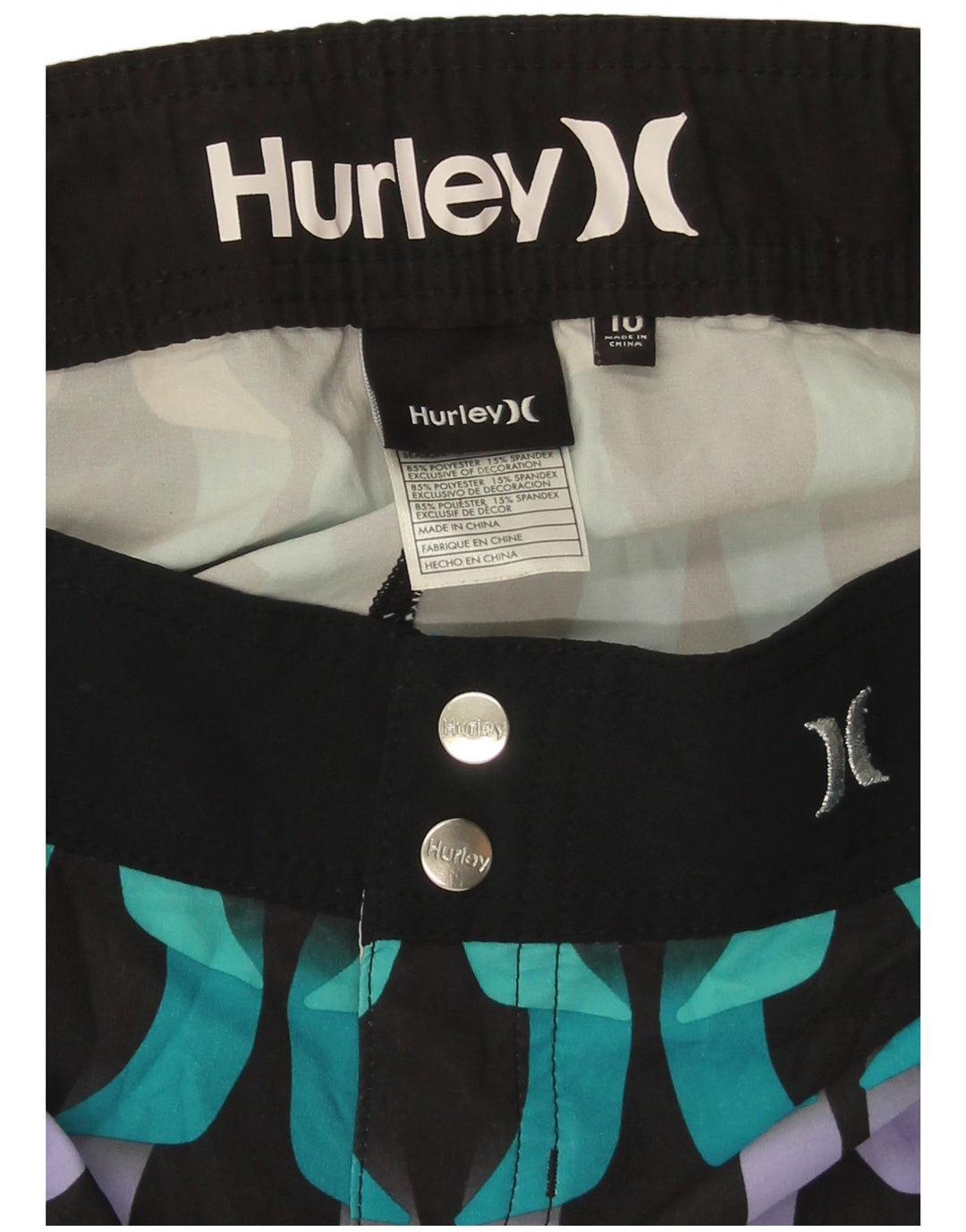 Hurley Womens Casual Shorts US 10 Large W34 Multicolored Geometric