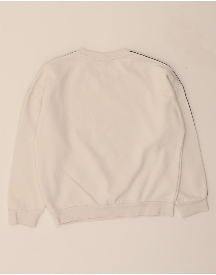 ADIDAS Boys Graphic Sweatshirt Jumper 9-10 Years White Cotton Vintage Adidas and Second-Hand Adidas from Messina Hembry 