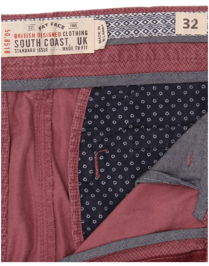 Fat Face Herre Abstrakt Mønster Chino Shorts W32 Medium Bourgogne Bomuld