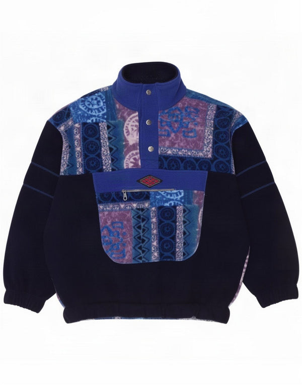 Santostefano Fleecetrøje med lynlås til mænd Large Navy Blue Colourblock