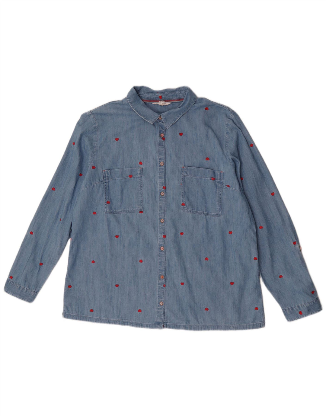 White Stuff Kvinders Abstrakt mønster Skjorte UK 16 Large Blue Cotton