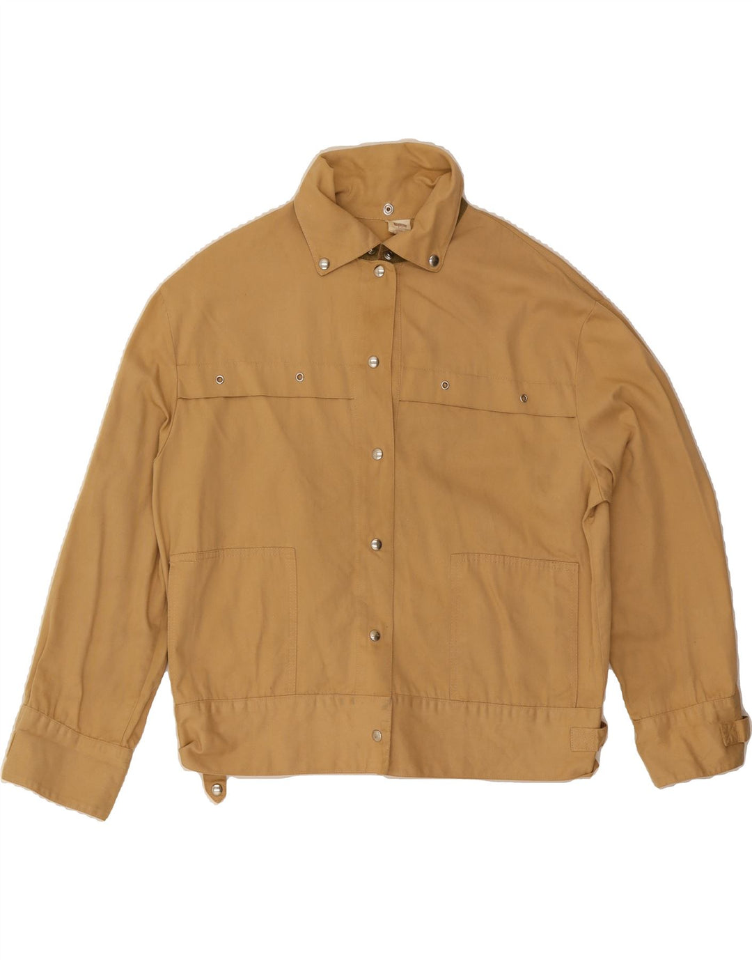 VINTAGE Womens Bomber Jacket UK 14 Medium Beige Cotton Vintage Vintage and Second-Hand Vintage from Messina Hembry 