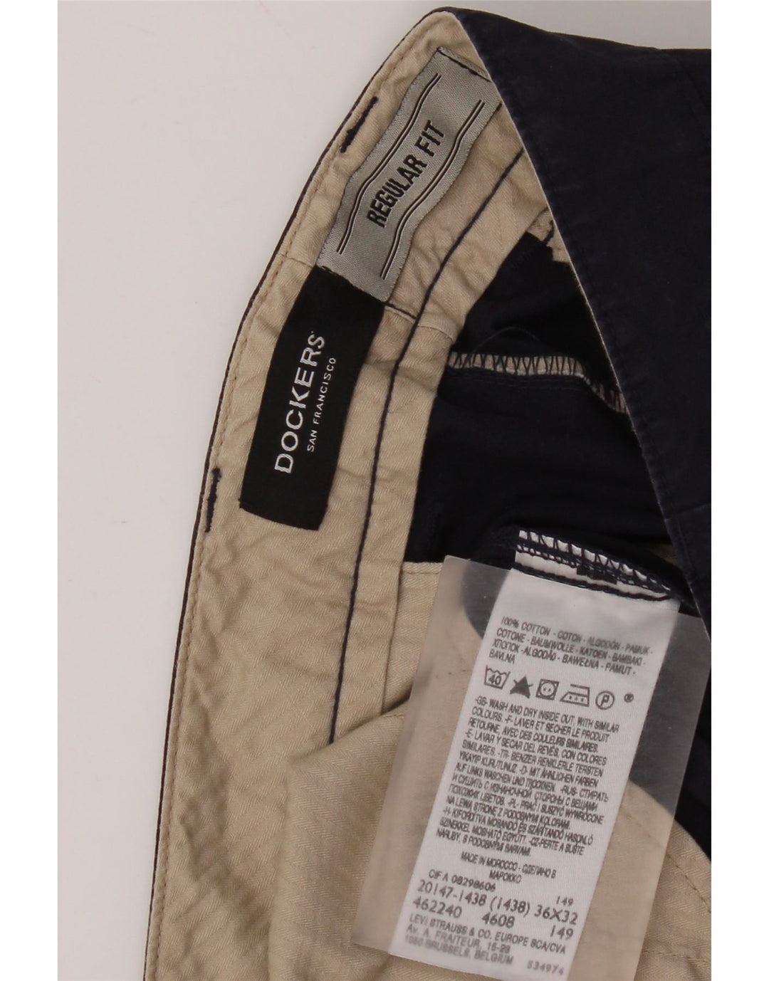 Dockers Dame Regular Fit Chino Bukser W36 L32 Marineblå Bomuld