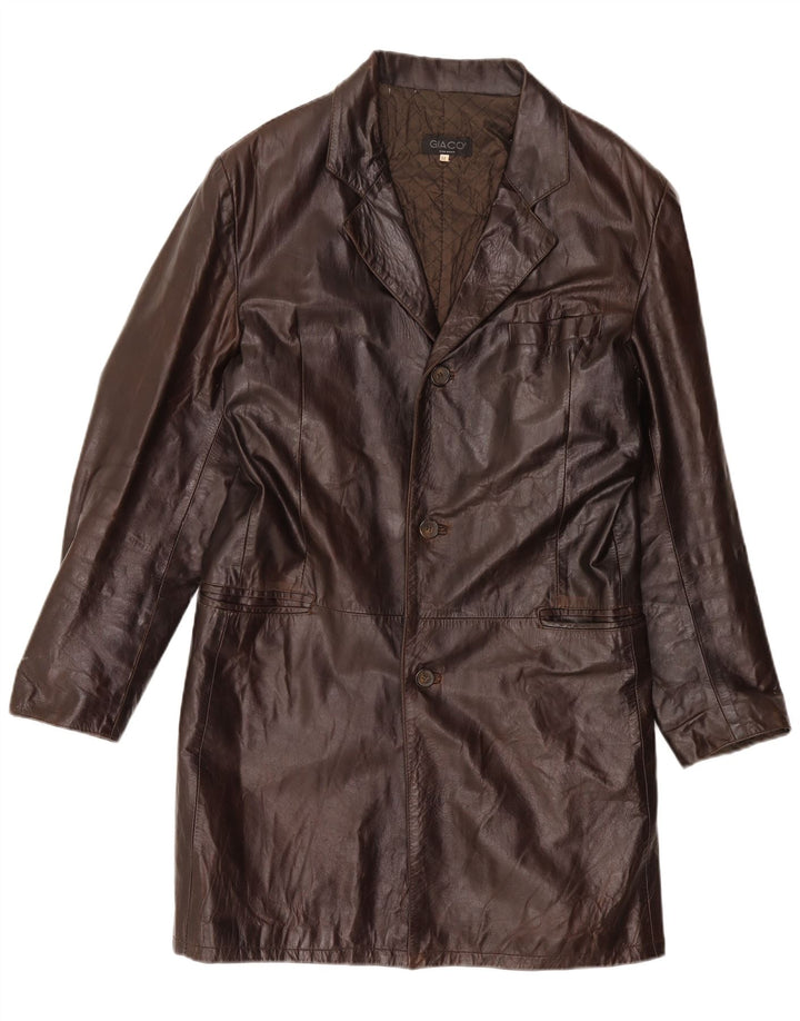 VINTAGE Læderfrakke til mænd IT 54 2XL Brunt Læder