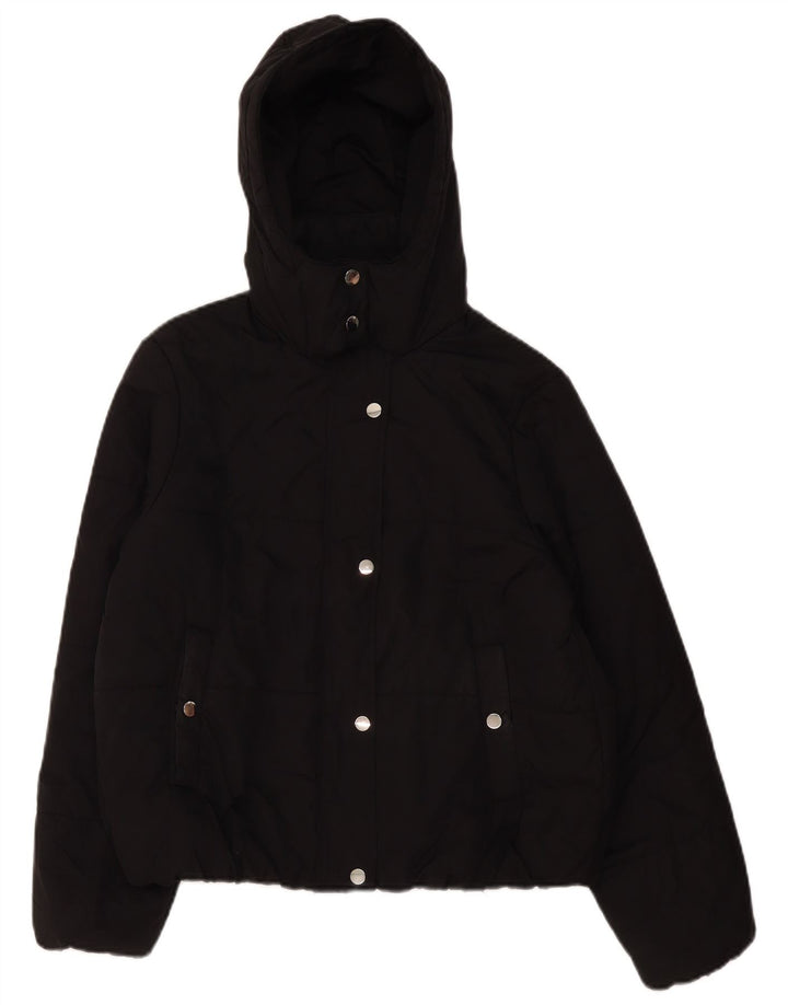 Marks & Spencer Polstret hættejakke til kvinder UK 12 Medium Sort Polyester