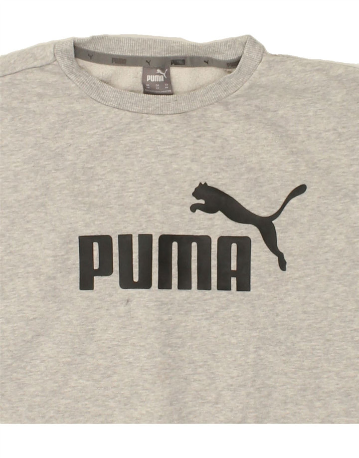 PUMA Womens Oversized Graphic Sweatshirt Jumper UK 6 XS Grey Cotton Vintage Puma and Second-Hand Puma from Messina Hembry 