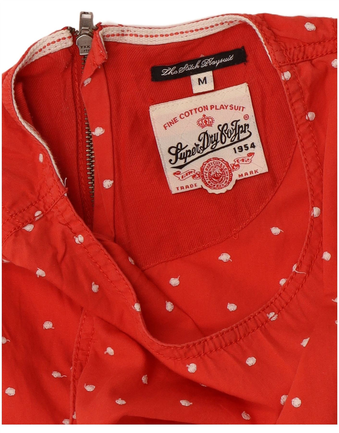 Superdry Dame Ærmeløs Playsuit UK 14 Medium Red Spotted