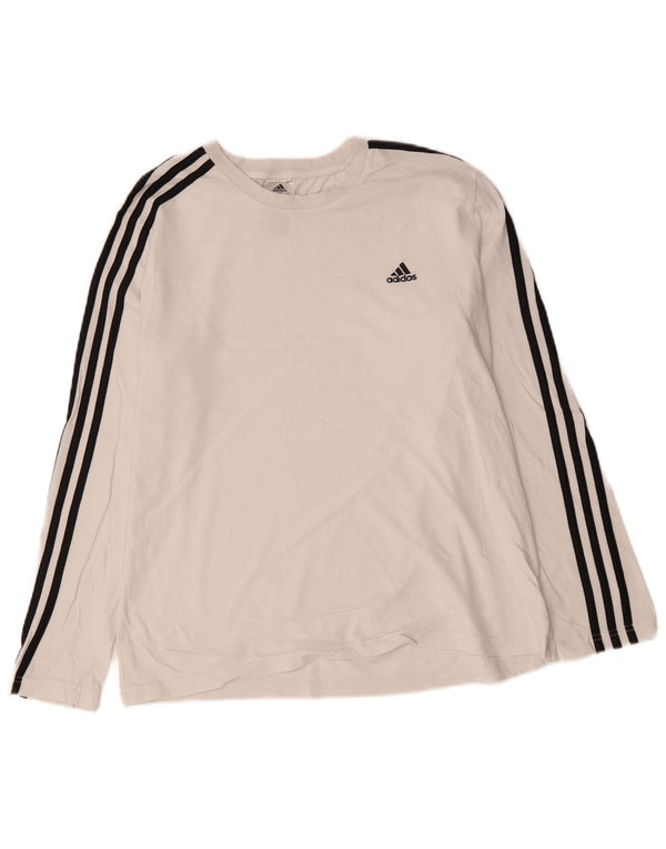 Adidas Dame Top Langærmet UK 16/18 Stor hvid Bomuld