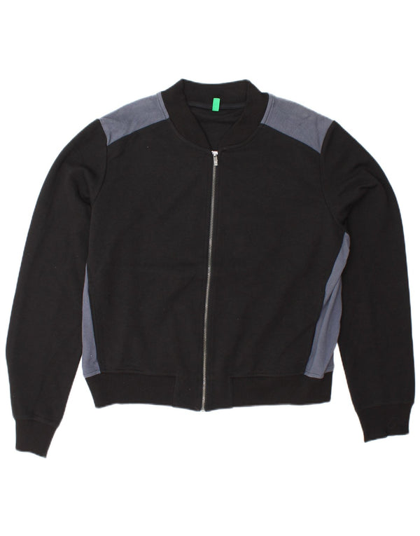 BENETTON Womens Crop træningsdragt topjakke UK 16 Large Black Colourblock