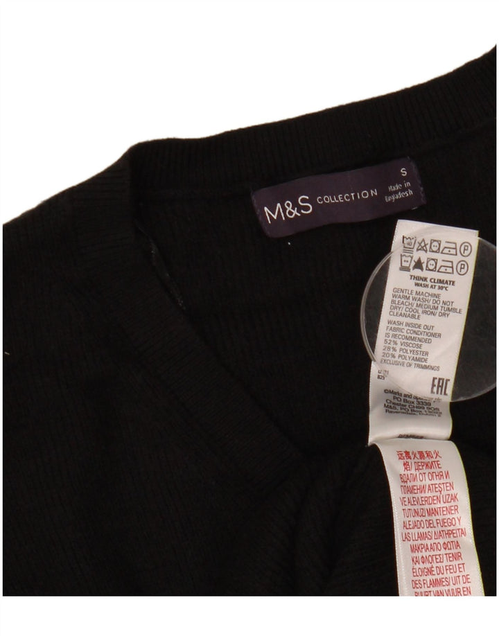 MARKS & SPENCER Dame Crop V-hals sweater UK 10 Small Black