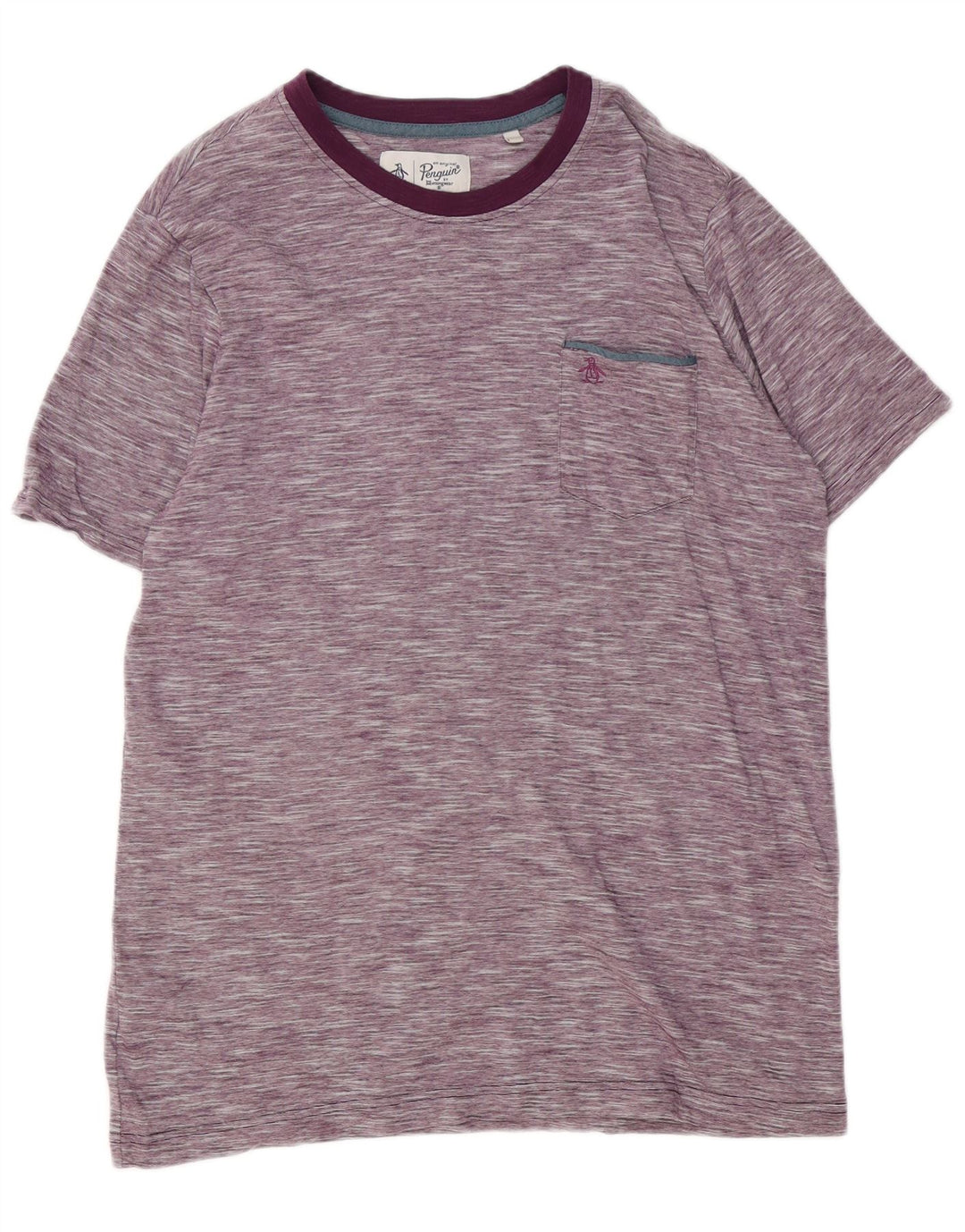 Penguin Herre T-Shirt Top Stor Lilla Flecked Bomuld