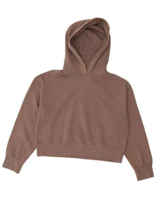 Zara Womens Crop Loose Fit Hoodie Jumper UK 14 Medium Brown
