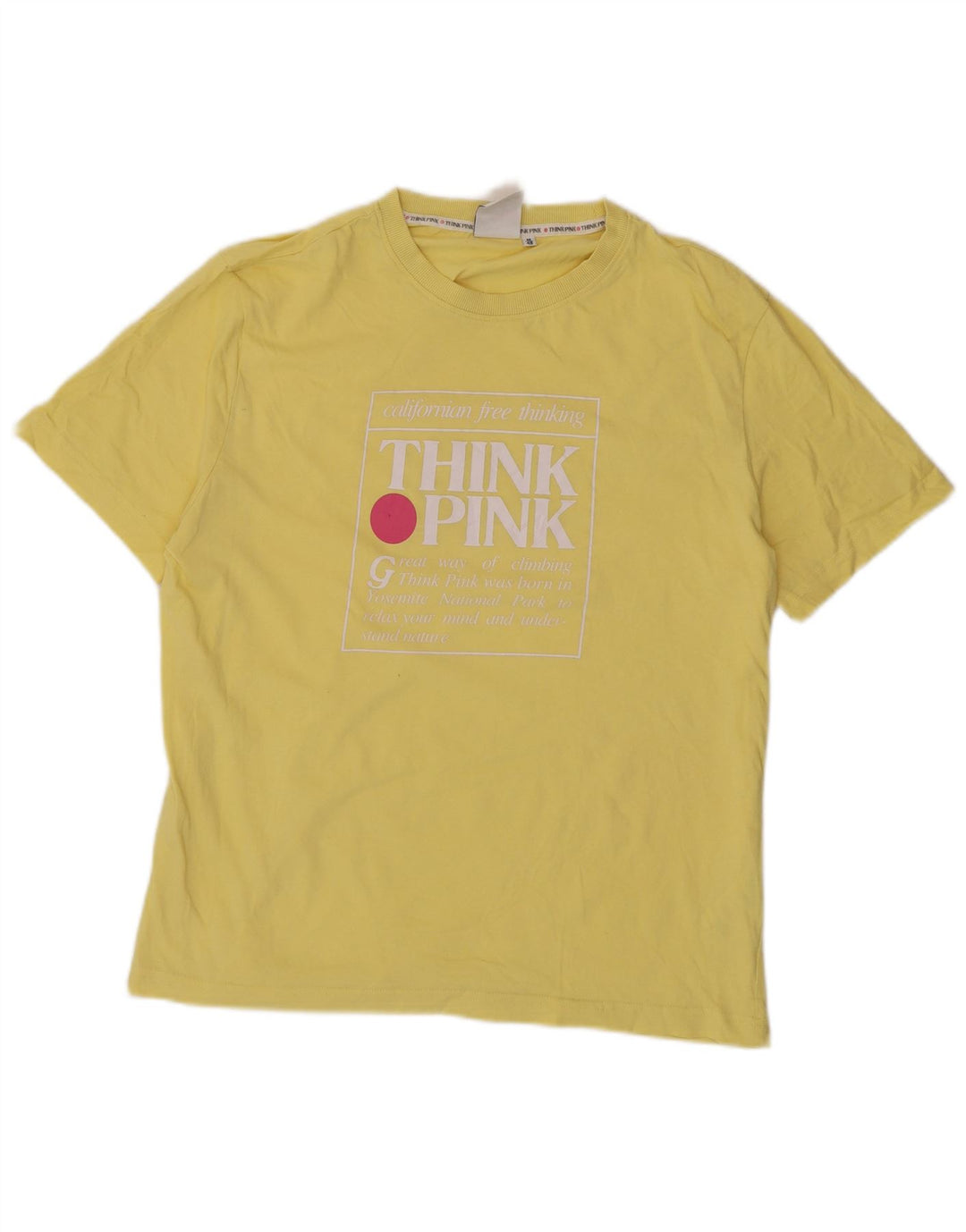 Tænk Pink Herre Grafisk T-Shirt Top IT 48 Medium Gul Bomuld