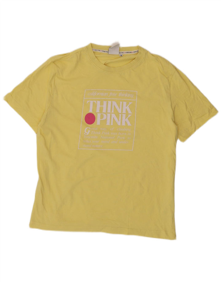 Tænk Pink Herre Grafisk T-Shirt Top IT 48 Medium Gul Bomuld