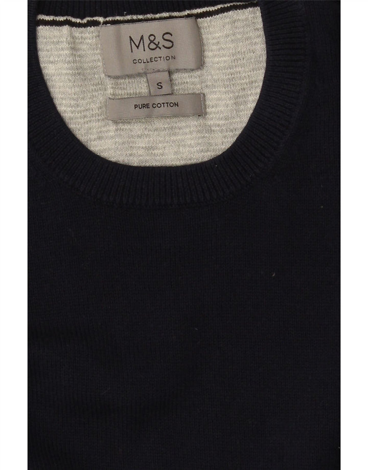 MARKS & SPENCER Herre sweater med rund hals, lille marineblå bomuld