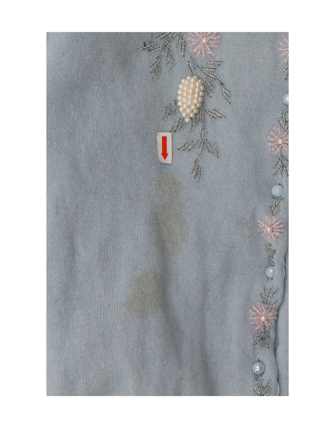 VINTAGE Womens Cardigan Sweater IT 42 Medium Blue Floral Lambswool Vintage Vintage and Second-Hand Vintage from Messina Hembry 