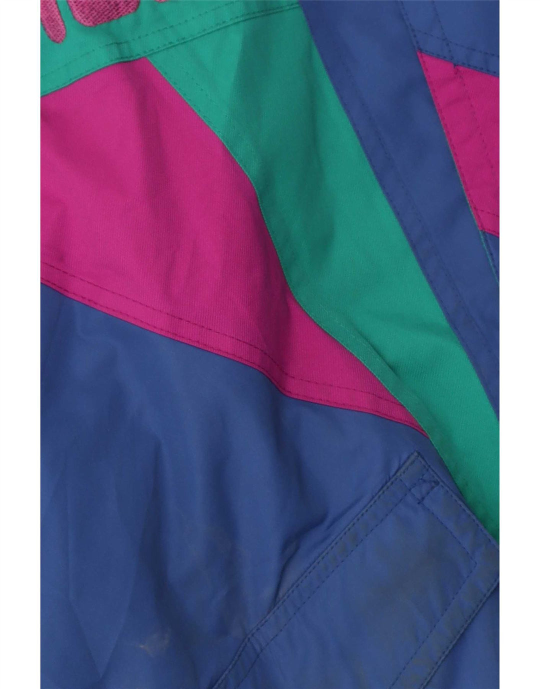 Fila Herre grafisk hætte skijakke UK 40 Medium Blue Colourblock Polyester
