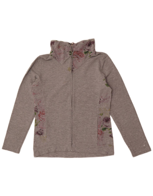 Champion Womens træningsdragt Topjakke UK 14 Medium Grey Floral Cotton