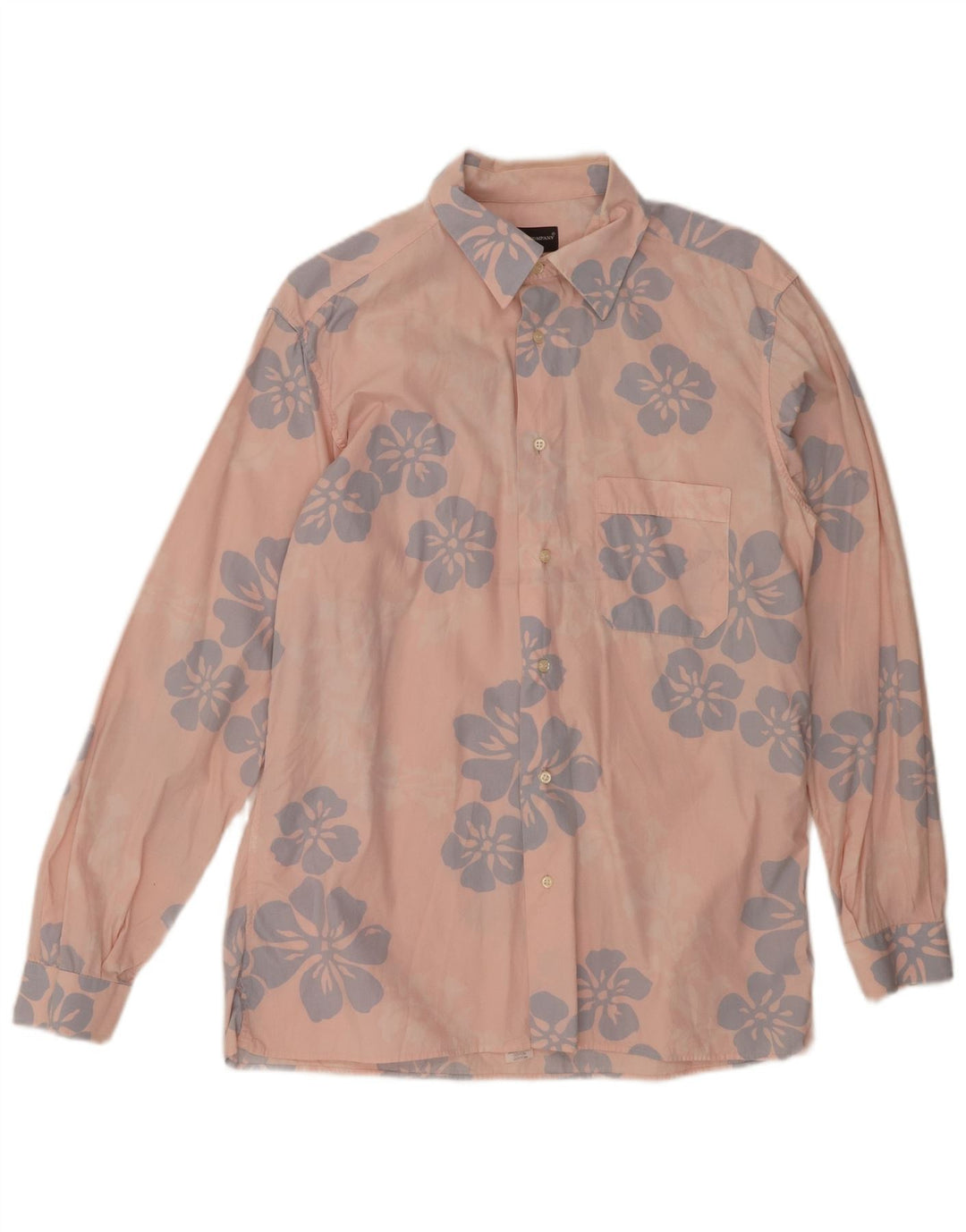 A.M. & COMPANY Mens Shirt Medium Pink Floral Cotton