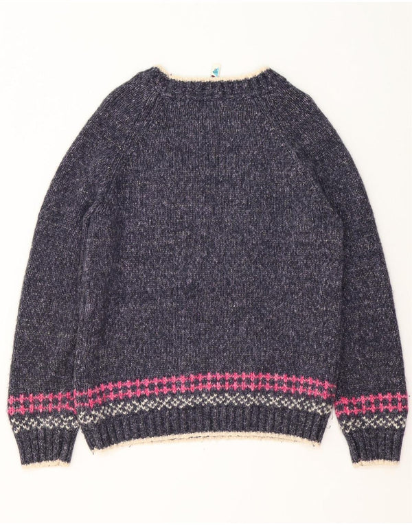 Weird Fish Dame Boat Neck Jumper Sweater UK 12 Medium Navy Blue Fair Isle