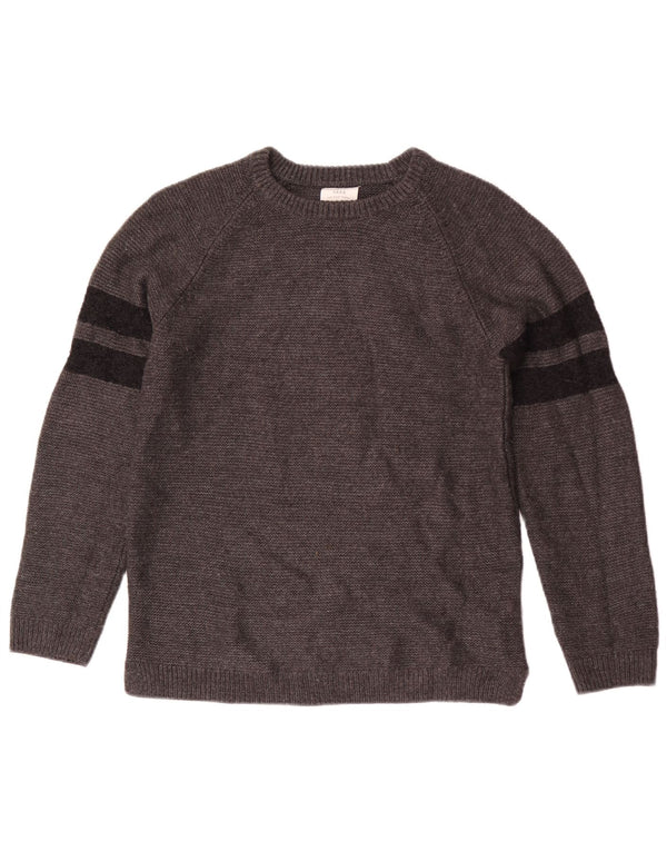 Zara drenge grafisk bådhals sweater 11-12 år grå stribet akryl
