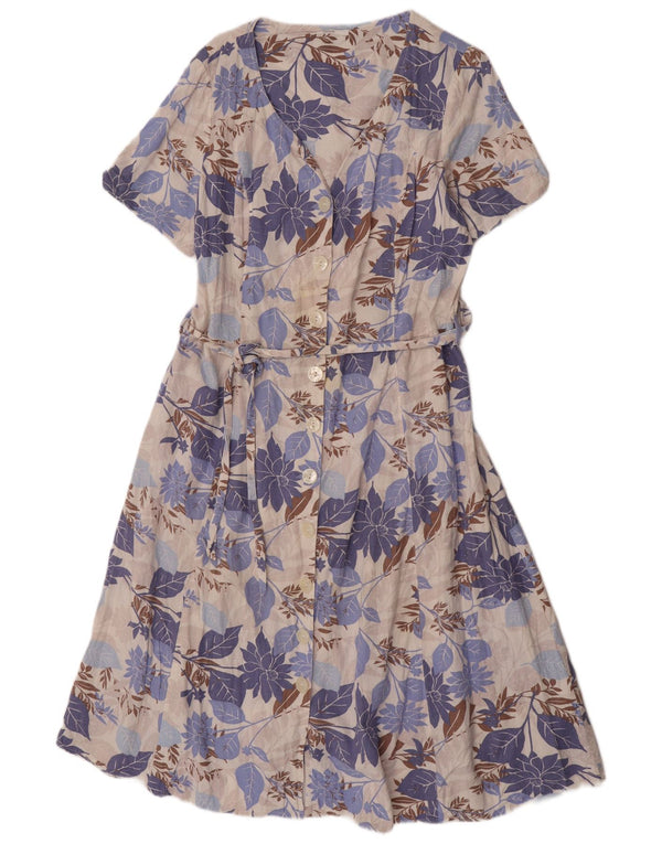 Marks & Spencer Kortærmede skjortekjole til kvinder UK 16 Large Blue Floral