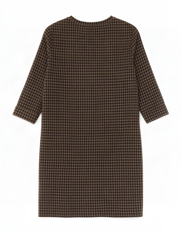 Marks & Spencer Dame 3/4-ærmet Shift Dress UK 10 Small Grey Gingham