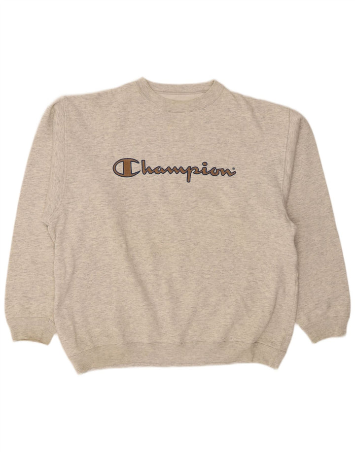 Champion Herre Grafisk Sweatshirt Jumper XL Grå Flecked Bomuld