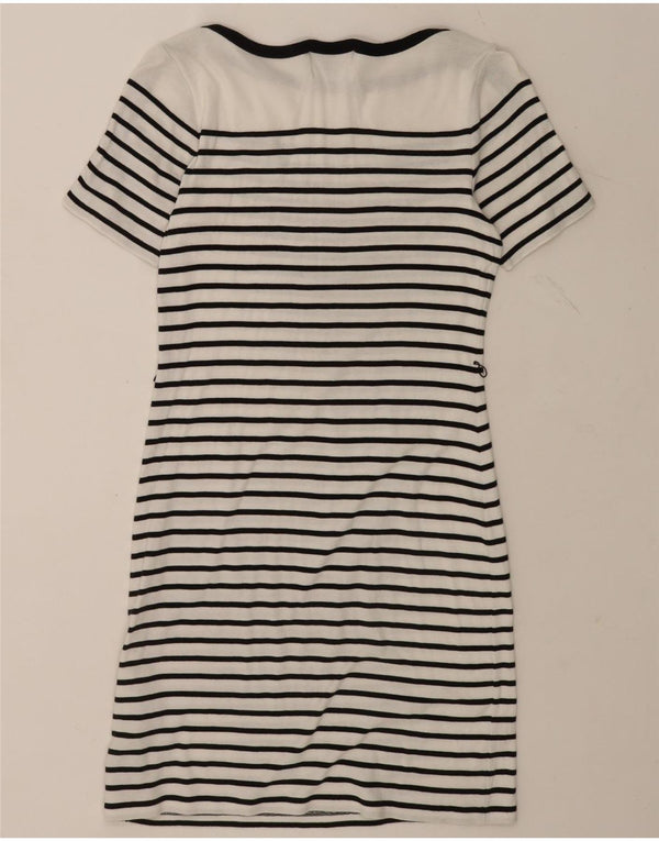 Ralph Lauren Dame T-Shirt Kjole UK 12 Medium Hvid Stribet Bomuld