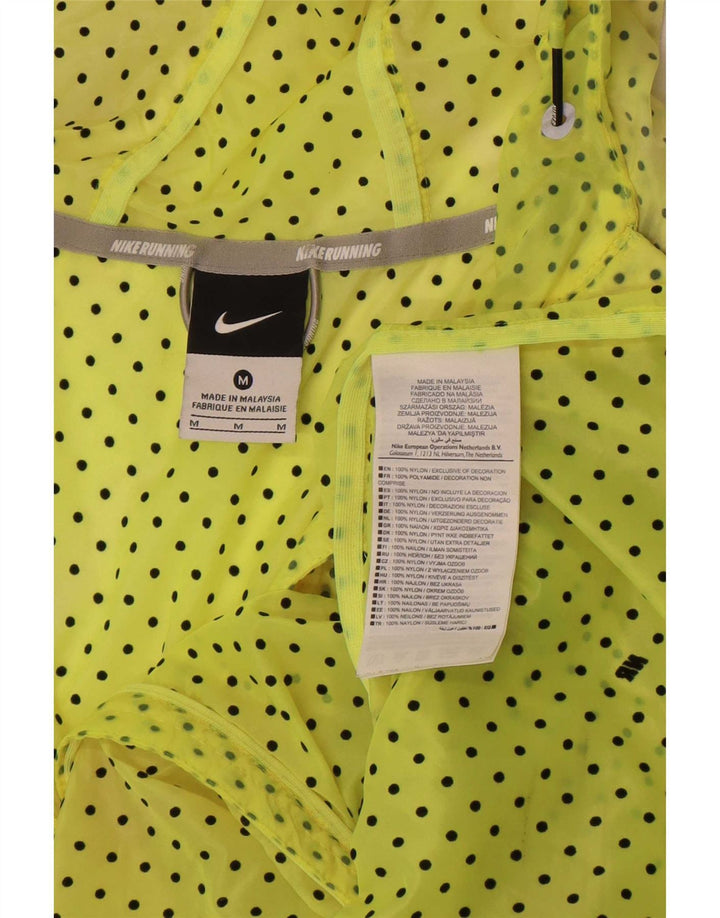 Nike Dame Løbe Hætte Regnjakke UK 14 Medium Gul Plettet