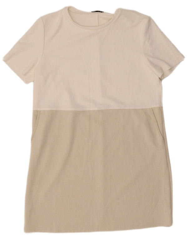 Zara T-shirtkjole til kvinder UK 18 XL Hvid Colourblock