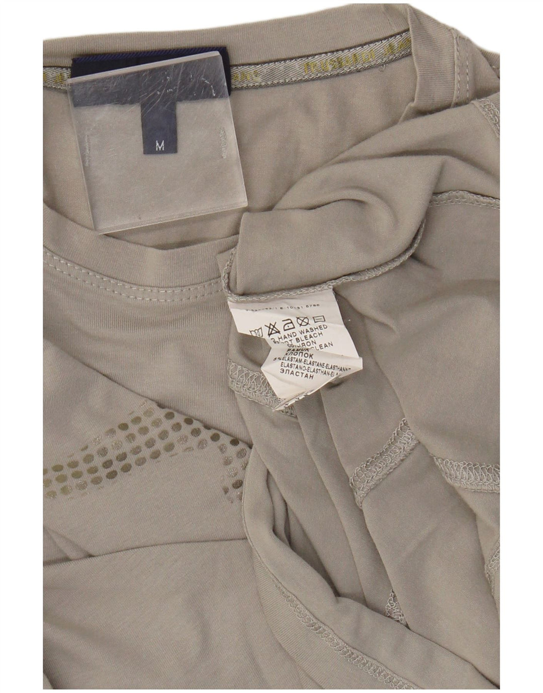 Trussardi Jeans Dame Grafisk Top Langærmet UK 14 Mellemgrå Bomuld