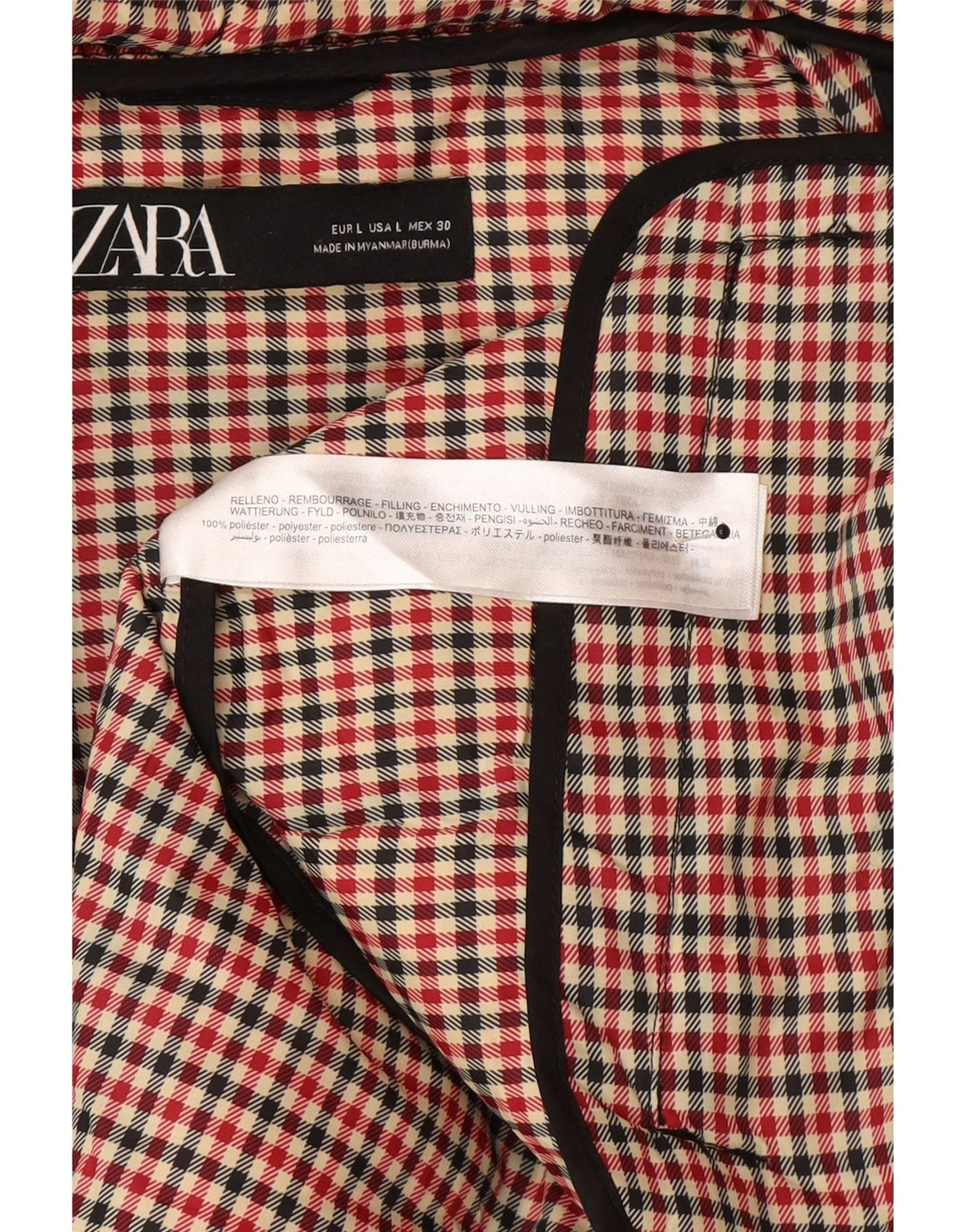 Zara Dame Hætte Polstret Jakke UK 16 Stor Sort Polyester Vinter